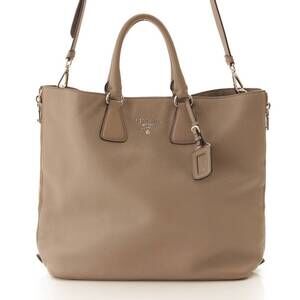 Prada Vitello Dino Leather Handbag Shoulder Bag Greige
